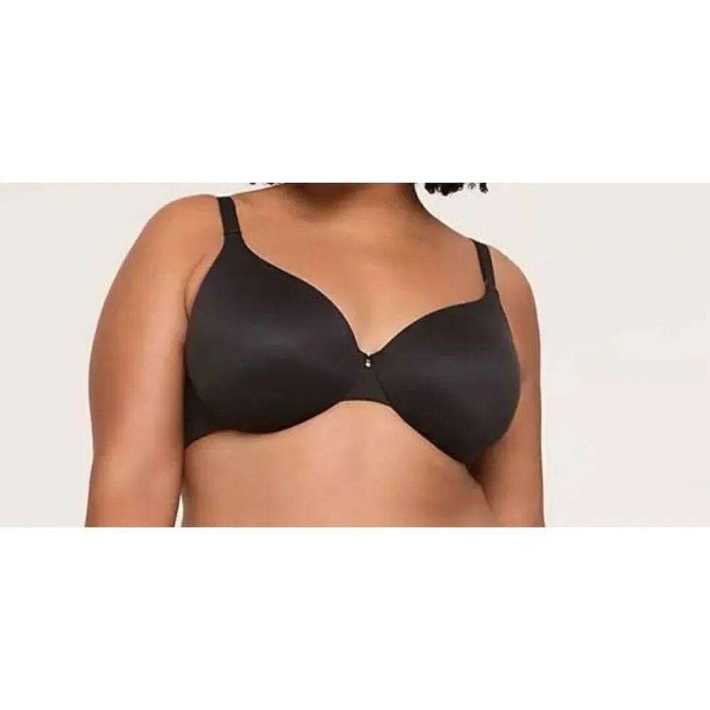 Cacique Invisible Backsmoother Lightly Lined Full Coverage Bra Black Size 46DD